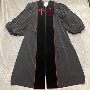 Vintage Murphy Robe Clergy Pastor Priest Black Red Embroidered Velvet 36-50-30